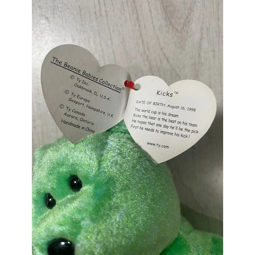 Ty Beanie Baby Kicks Soccer Bear 1998 Plush With Hang Tag